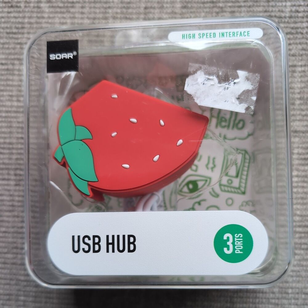 USB HUB 3 PORTS HIGH SPEED STRAWBERRY